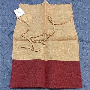 Pottery Barn Red and Brown burlap gift sack (4/5)